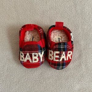Dearfoam Baby Bear Plaid Holiday Slippers, size 3-6 months